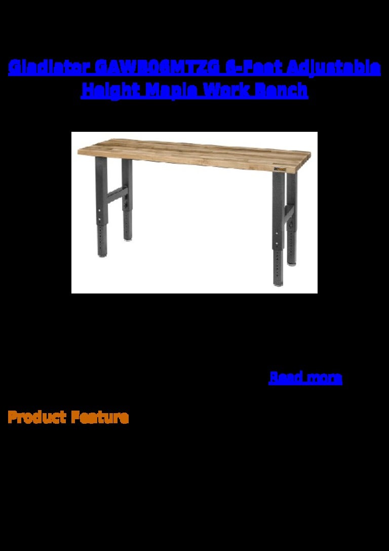 gladiator 30 inch shelf on Gladiator Gawb06 Mtzg 6 Feet Adjustable Height Maple Work Bench Speci
