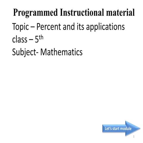 Programed instructional material: Percentage and it's applications