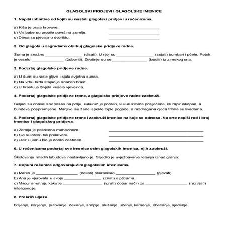 Glagolski pridjevi i glagolske imenice 