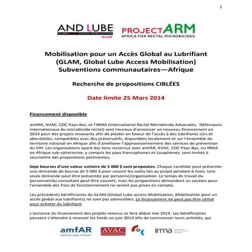 GLAM Africa 2014 RFP - French