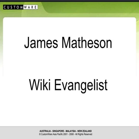 CustomWare, James Matheson presentation at GLAM-WIKI