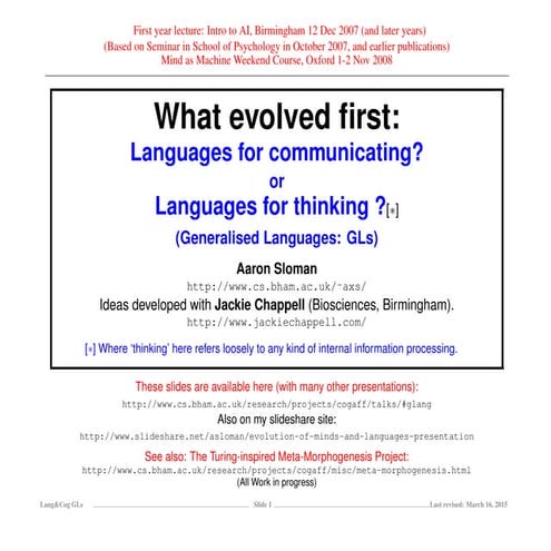 Evolution of minds and languages: What evolved first and develops first in ch...