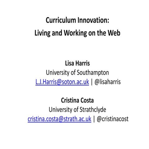 Curriculum Innovation: Living and Working on the Web