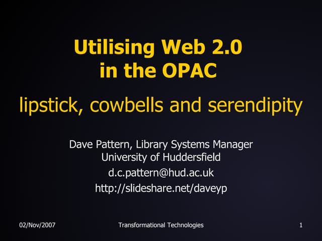 Glasgow - Utilising Web 2.0 in the OPAC
