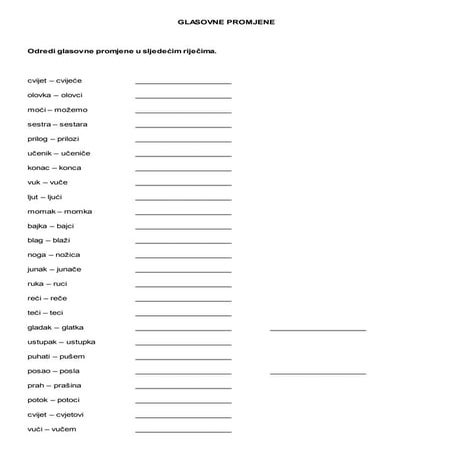 Glasovne promjene zadaci s rjesenjima