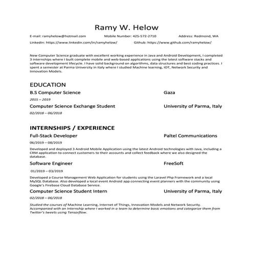 Ramy Helow - Resume