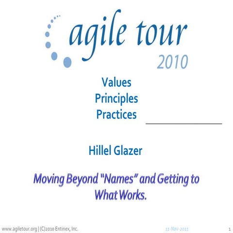 Agile Values, Principles, Practices