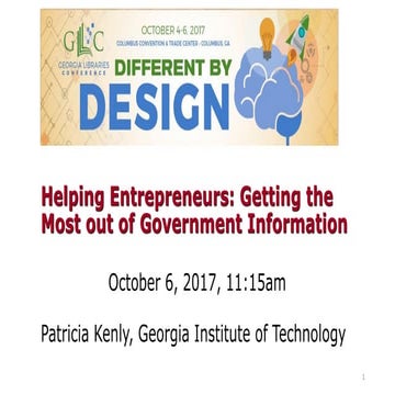 Helping Entrepreneurs: Getting the Most out of Government Information