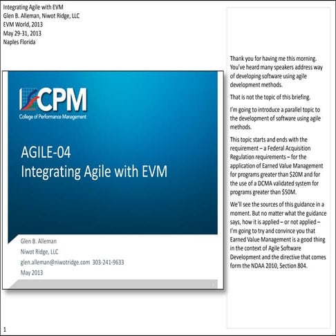 Glen alleman agile 04 ev+agile=success