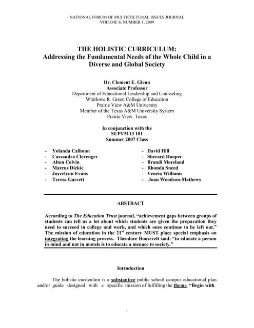 Glenn, clement e[1]. fundamental needs of the whole child