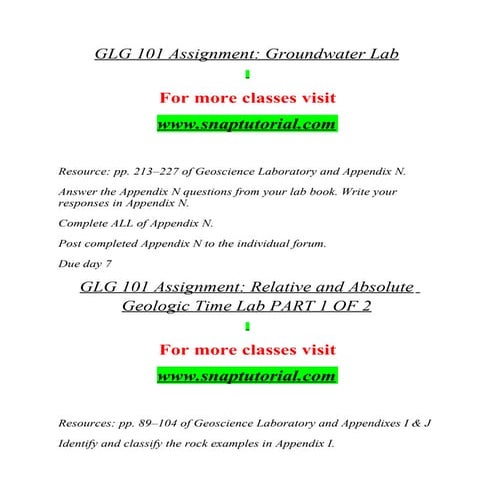 GLG 101   Enhance teaching - snaptutorial.com