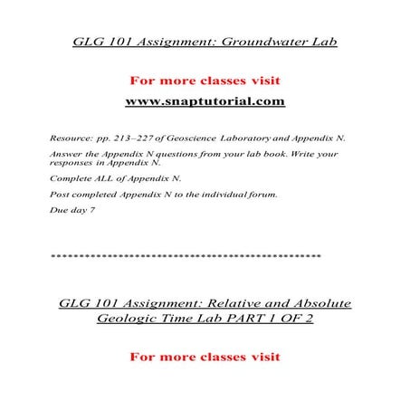 Glg 101   Education Organization -- snaptutorial.com