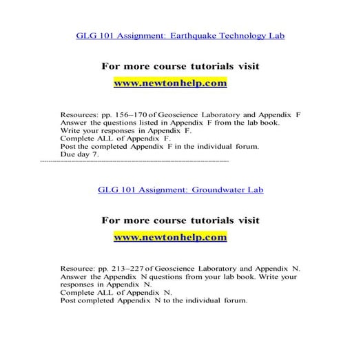 GLG 101 Doing by learn/newtonhelp.com