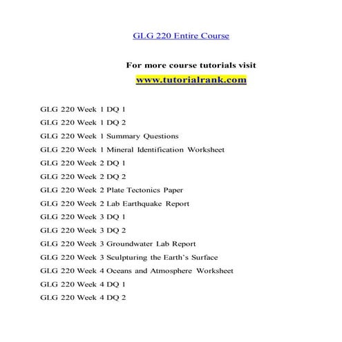 GLG 220 Enhance teaching/tutorialrank.com