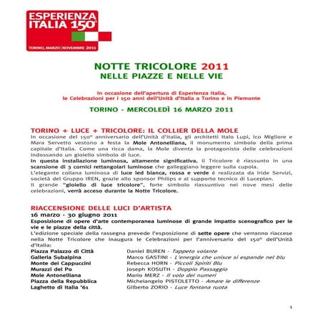 Gli appuntamenti della notte tricolore a Torino: il programma da navigare o d...