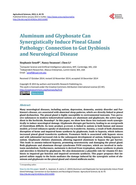 Aluminum and Glyphosate Can Synergistically Induce Pineal Gland Pathology: Co...