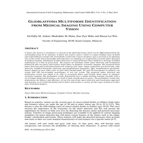 Glioblastoma Multiforme Identification from Medical Imaging Using Computer Vi...