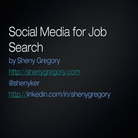 Social Media for Job Search: Why and How