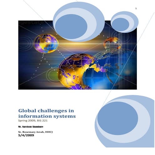 Global challenges in information systems Spring 2009, BIS 221 Mr ...