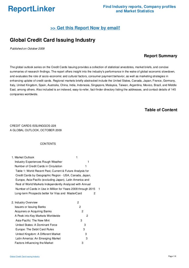 Global Credit Card Issuing Industry