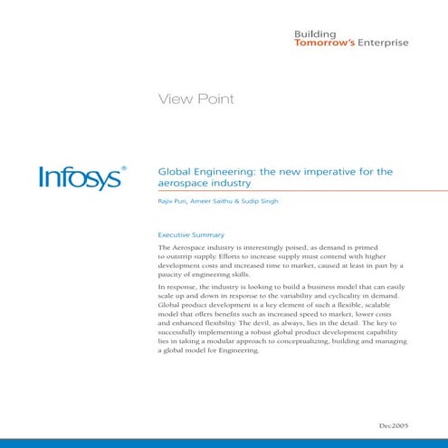 Infosys - Aerospace Global Engineering & Modular Sourcing | Supplier Management