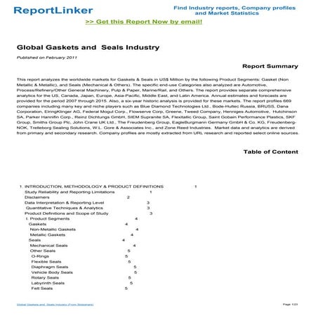 Global Gaskets and  Seals Industry
