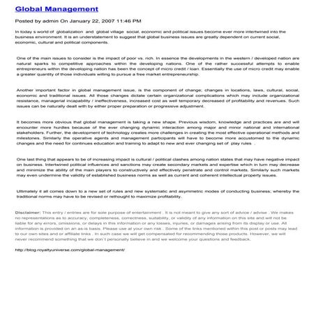 Global management