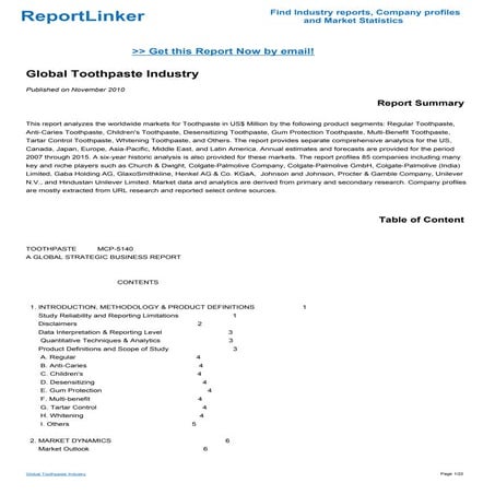 Global Toothpaste Industry