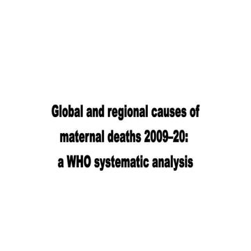 Comprehensive Analysis of Maternal Mortality Distribution and Causes in ...