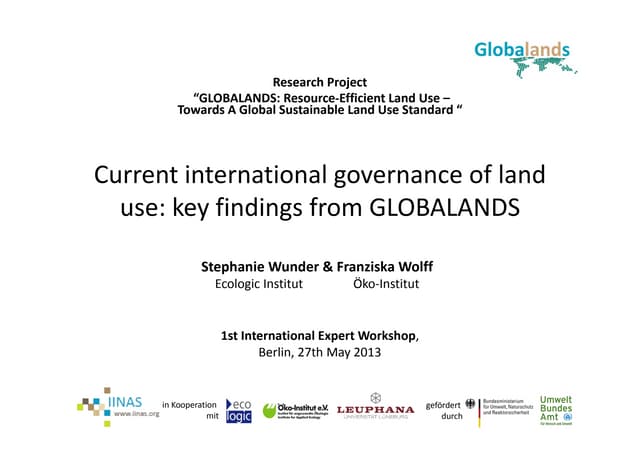 Current international governance of land use: key findings from GLOBALANDS