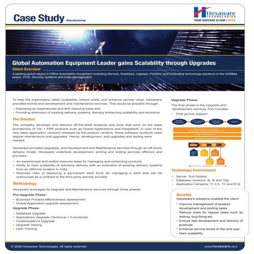 Global automation equipment leader gains scalability through upgrades