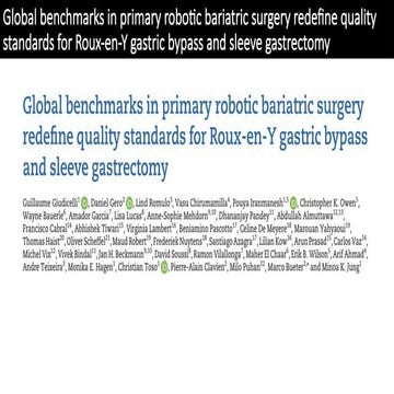 Global Benchmarks in Robotic Bariatric Surgery for Gastric Bypass and ...