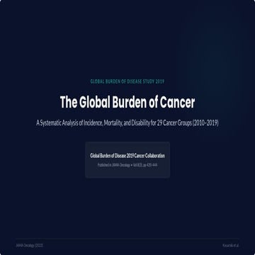 Global Burden of Cancer Global Burden of Disease Study | PDF
