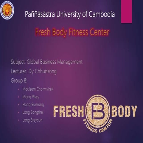 Start-up Business Plan in US - Fresh Body Fitness Center in US