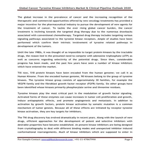 Global cancer tyrosine kinase inhibitors market &amp; clinical pipeline outlo...