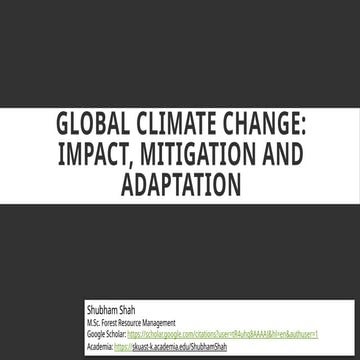 Global Climate Change: Impact, Mitigation and Adaptation