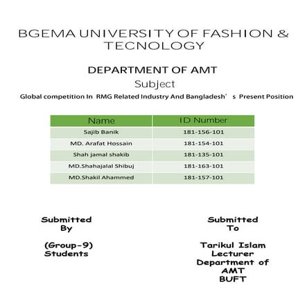 Global competition in rmg related industry and bangladeshs present ...