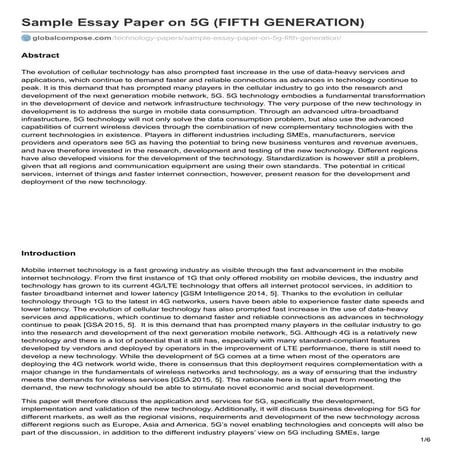 Globalcompose.com sample essay paper on 5 g fifth generation