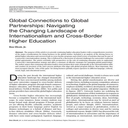 Global connections - Bordlerless HE and Continuing Education