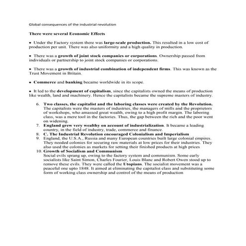 Global consequences of the industrial revolution