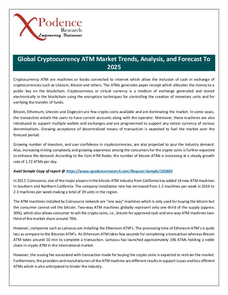 cryptocurrency companies market projection