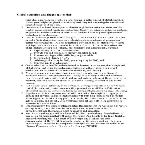 Global education and global teacher | PDF