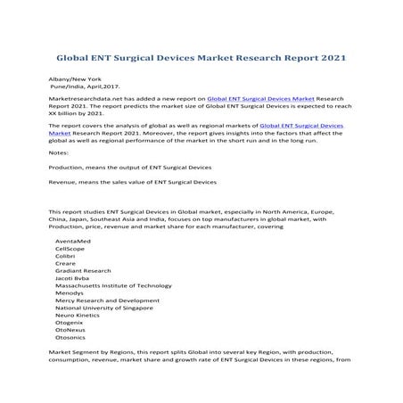 Global ENT Devices Market | PDF