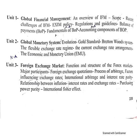 Global financial management, global monetary system, foreign exchange market,...