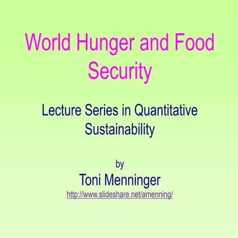 World Hunger and Food Security