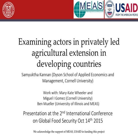 Examining Actors in Privately-led Extension in Developing Countries