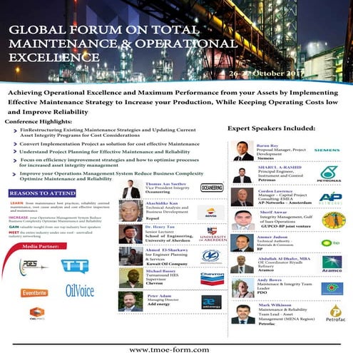 Total maintenance and operational excellence Conference  Amsterdam 2017