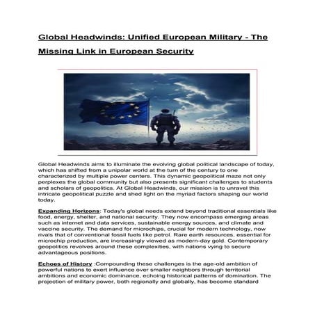Global Headwinds : European Military Defense