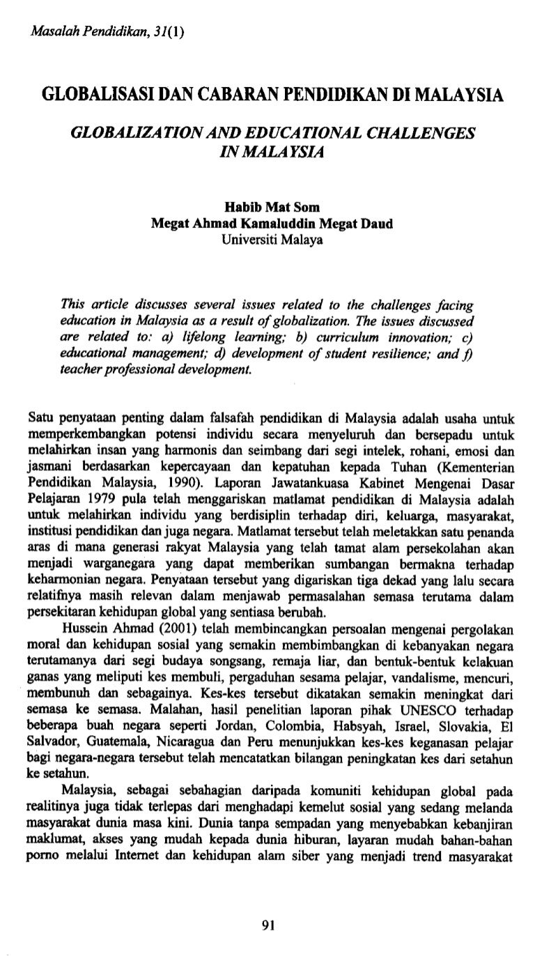 Globalisasi Dan Cabaran Pendidikan Di Ma
