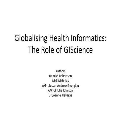 Globalising health informatics